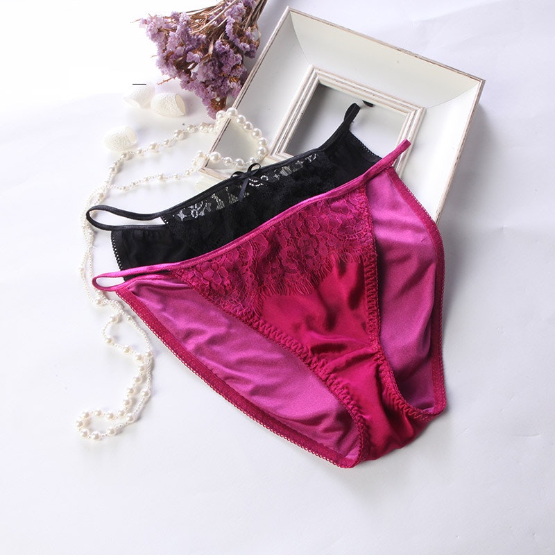 Sexy Silk Thong Panty With Lace, RachelSilk