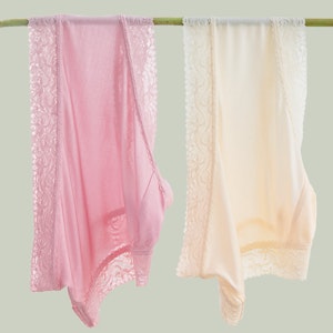 3 Pack Women Mid Waist Silk Panties With Lace