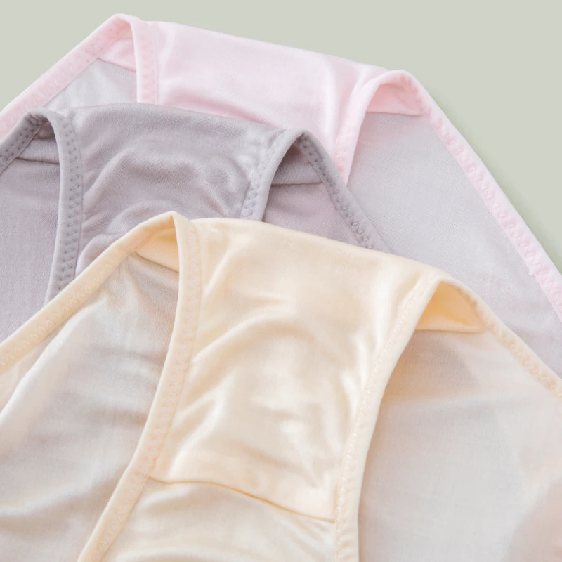 3 Pack Women Basic High Waist Silk Panties