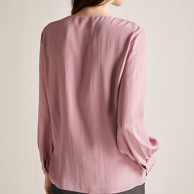 silk collarless blouse