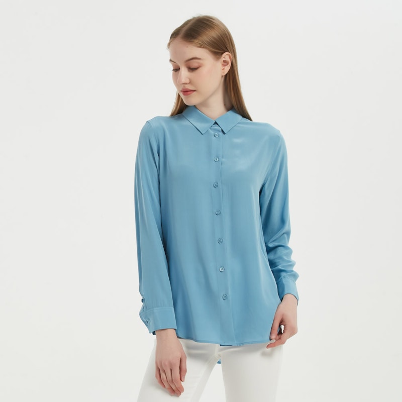 Women Versatile Long-Sleeved Everyday Silk Blouse