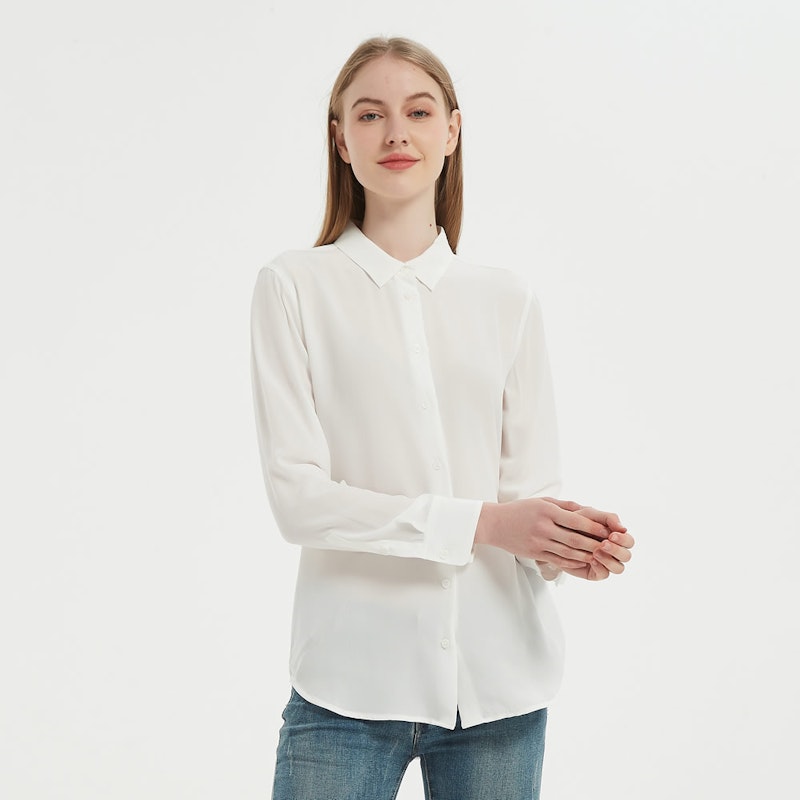 Women Versatile Long-Sleeved Everyday Silk Blouse