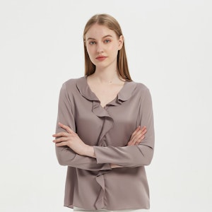 Women Stylish Ruffled Pull Over Silk Shirt