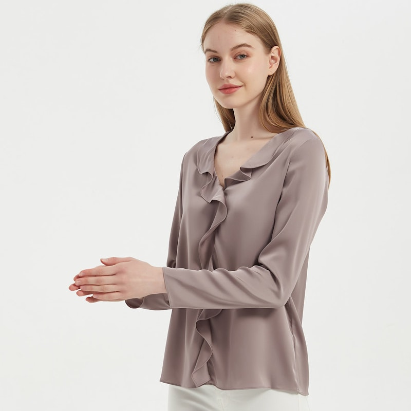 Women Stylish Ruffled Pull Over Silk Shirt