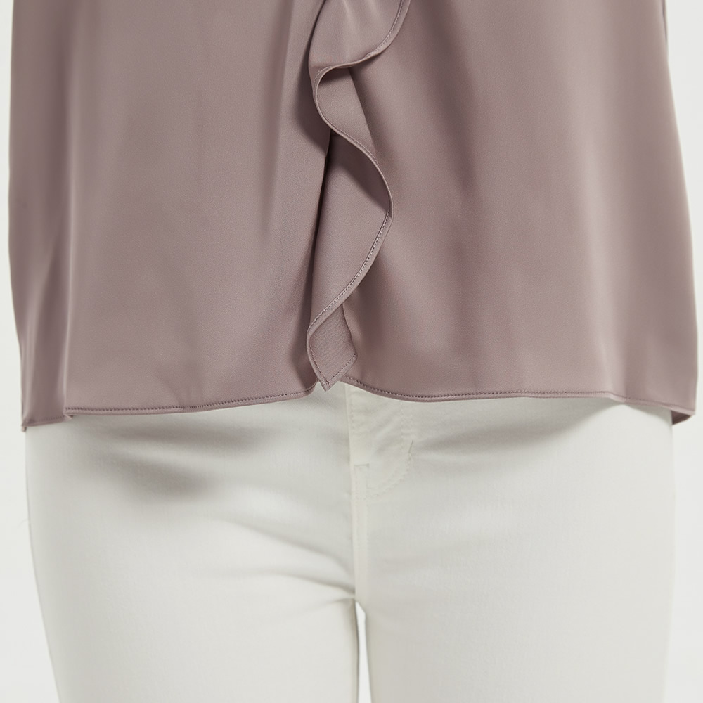 Women Stylish Ruffled Pull Over Silk Shirt detail Image