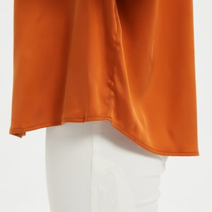 Women Retro Stand Collar Silk Blouse