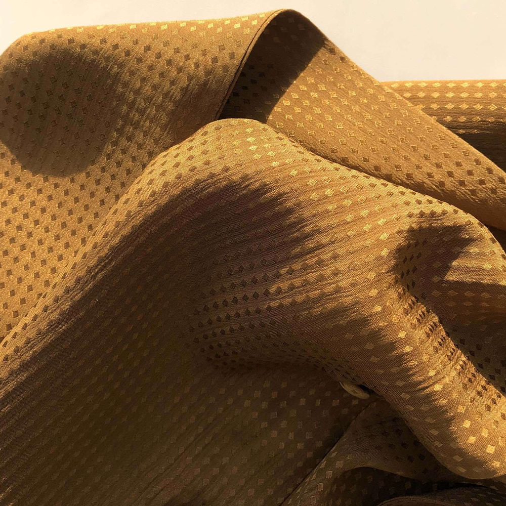 Women Jacquard Silk Bow Tie Blouse detail Image