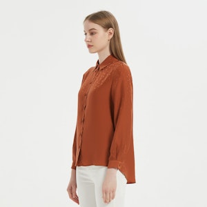 Women Chic Polka Dot Jacquard Silk Blouse