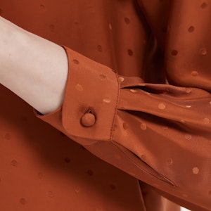 Women Chic Polka Dot Jacquard Silk Blouse