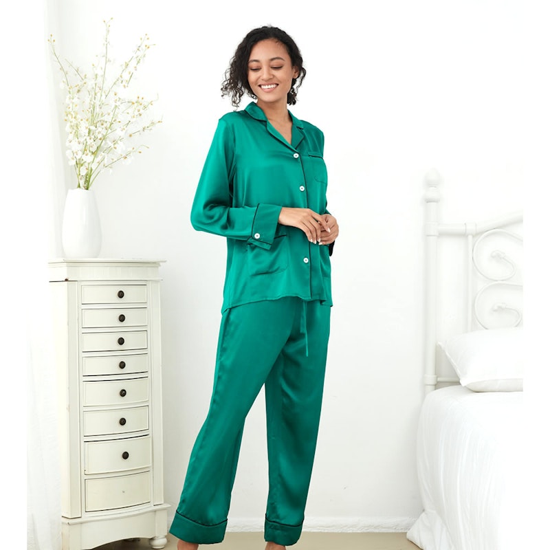3 Sets RachelSilk Classic Silk Pajamas For Family - Emerald