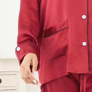 3 Sets RachelSilk Classic Silk Pajamas For Family - Claret