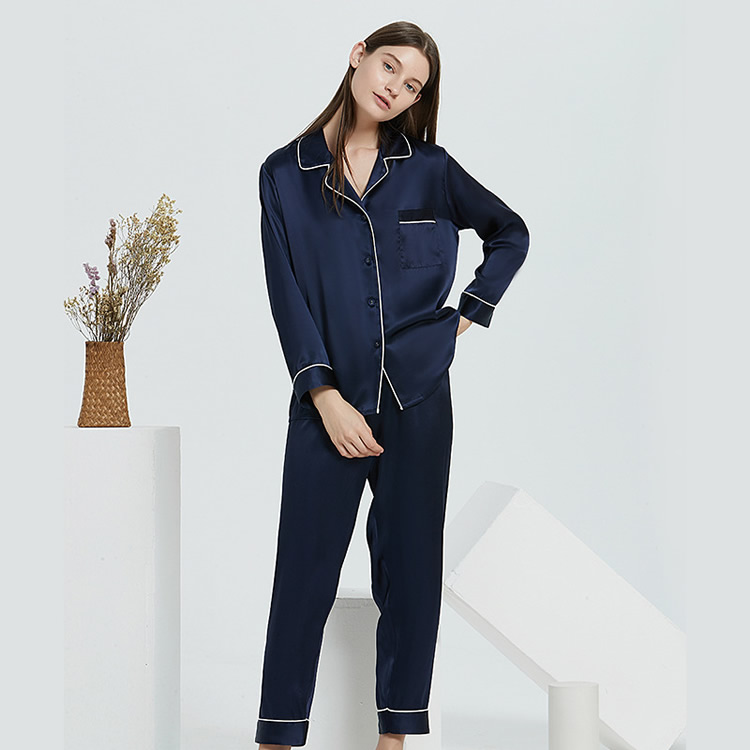 16 Momme Women Silk Pajamas Set with Piping | RachelSilk | United States