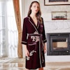 RachelSilk Embroided Mid Length Velvet Silk Robe Color