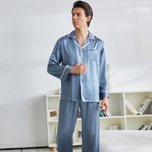 Men's Classic Long Silk Pajama Shirt