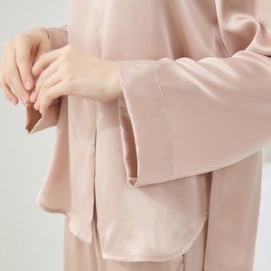 Simple Style Collarless Silk Pajamas for Women