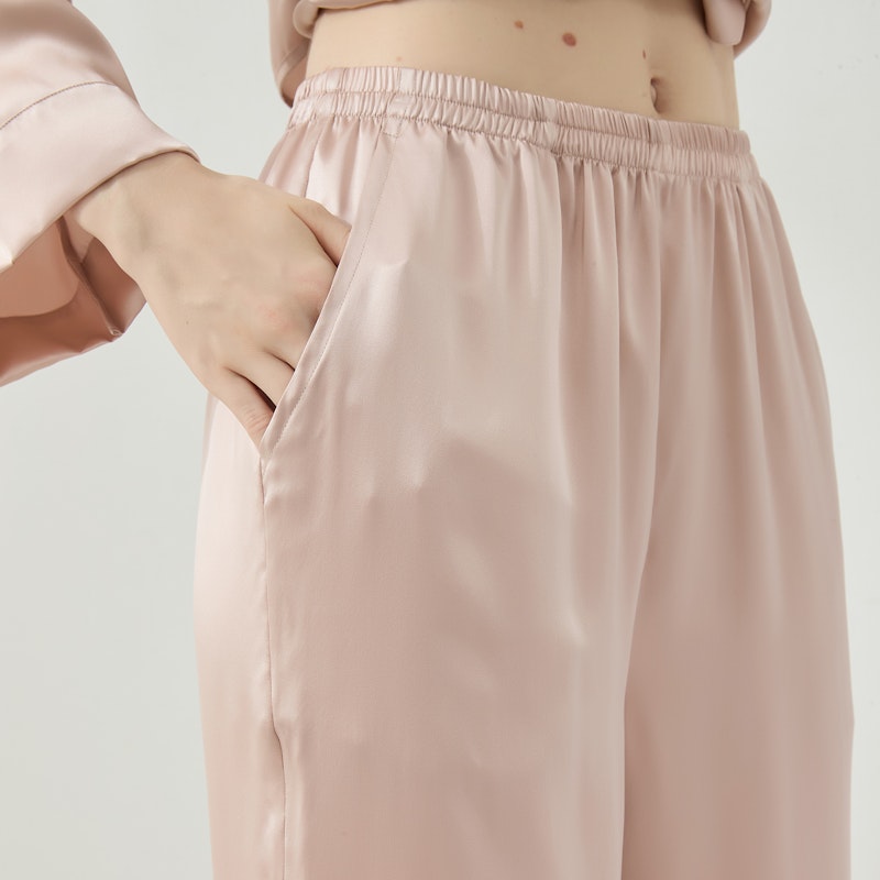 Simple Style Collarless Silk Pajamas for Women