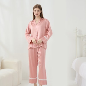 Women Silk Pajamas with Lace