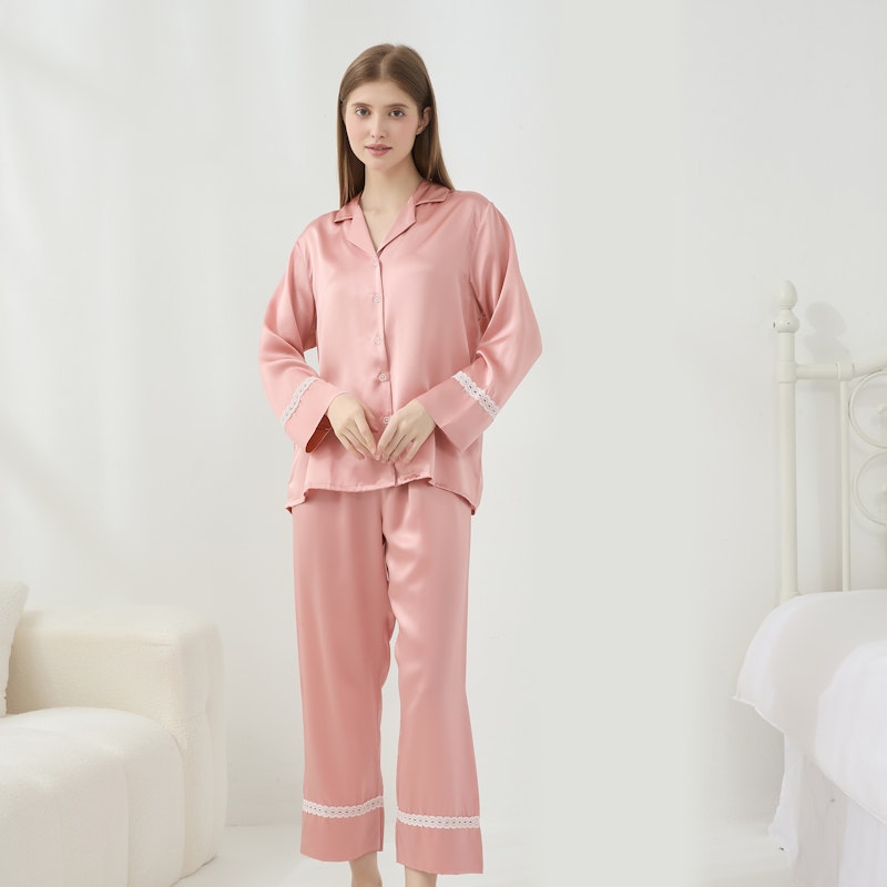 Women Silk Pajamas with Lace