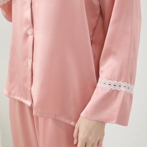 Women Silk Pajamas with Lace