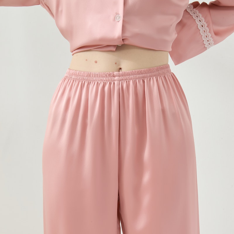 Women Silk Pajamas with Lace