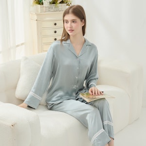 Women Silk Pajamas with Lace