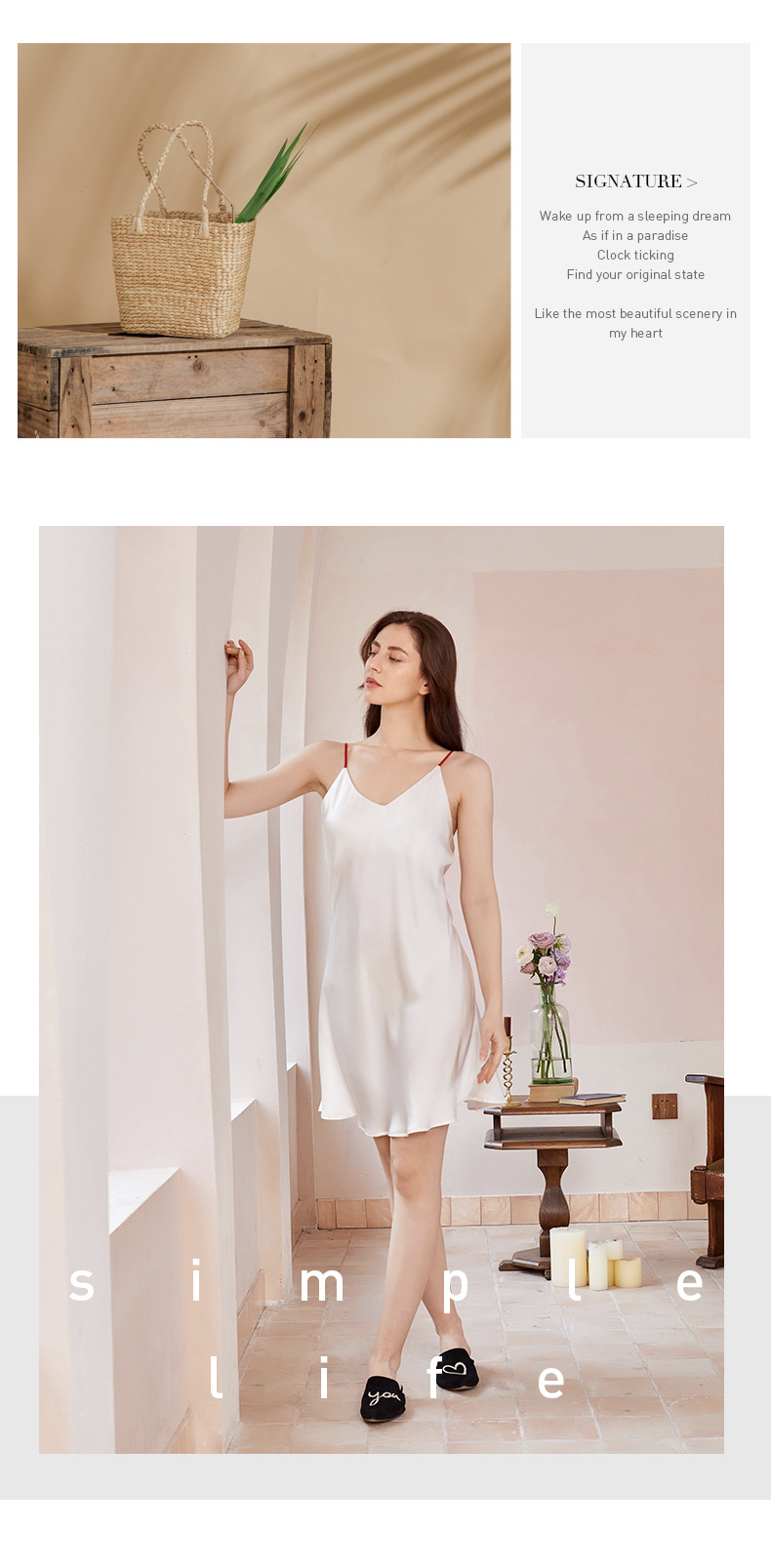 Sexy White Silk Chemise For Women detail Image