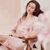Women Pullover Silk Pajamas With Ruffled Cuffs Color