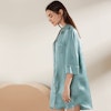 [CLEARANCE] Stylish Contra Trim Silk Sleep Shirt Color