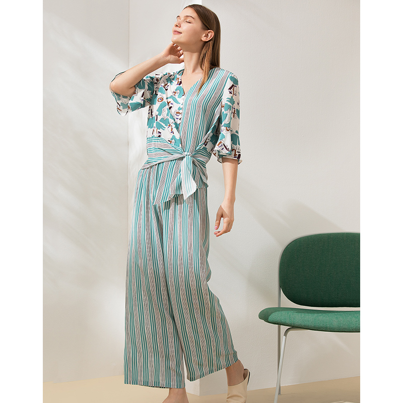 Unique Asymmetrical Striped Silk Home Wear RachelSilk United States