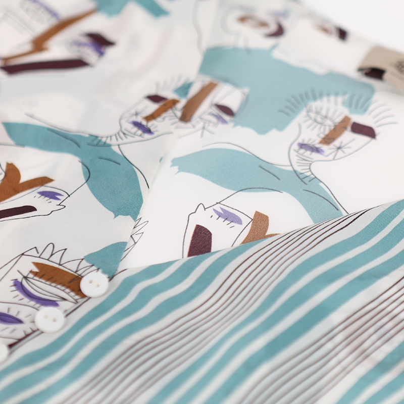 Unique Asymmetrical Striped Silk Home Wear RachelSilk United States