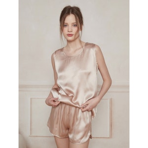 Cute Tank Top Silk Pajama Set for Women