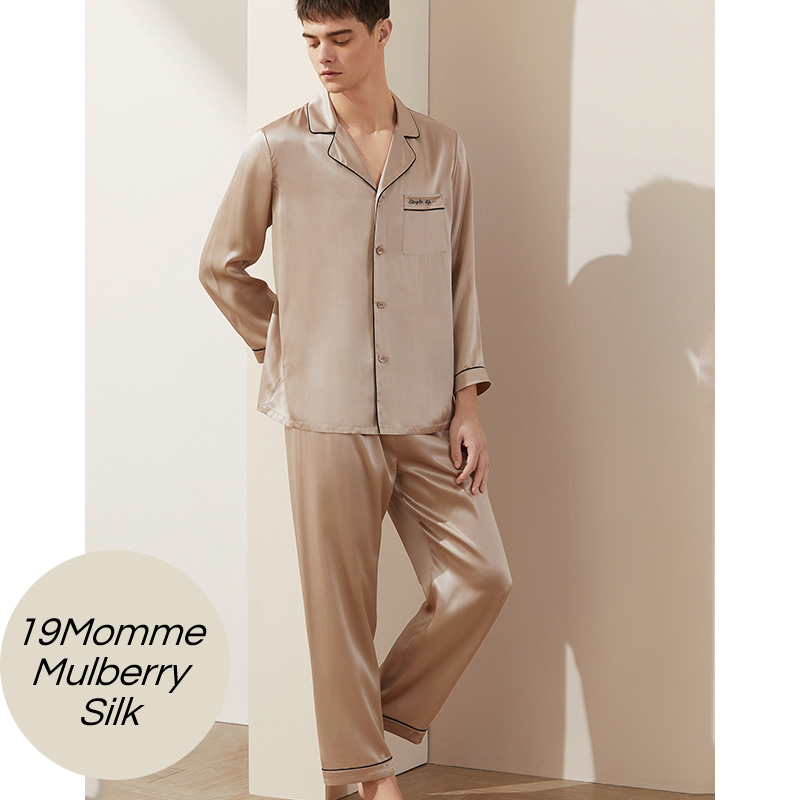 RachelSilk Men's Long Silk Pajamas