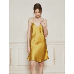 Women Sexy V-neck Silk Nightgown