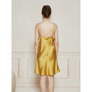 Women Sexy V-neck Silk Nightgown