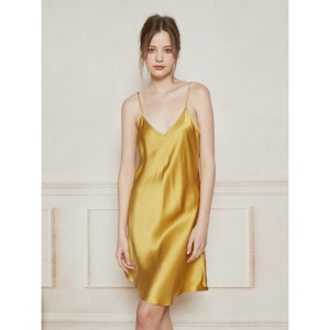 Women Sexy V-neck Silk Nightgown