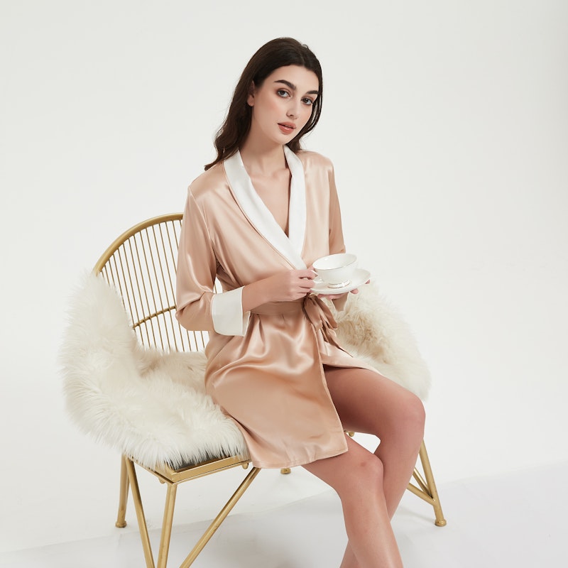 Women Loose Short Kimono Silk Robe