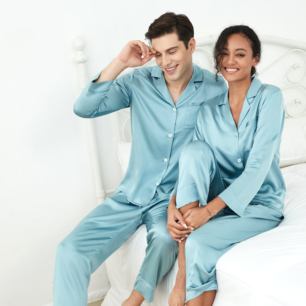 2 Sets RachelSilk Simple Silk Couple Pajamas RachelSilk United