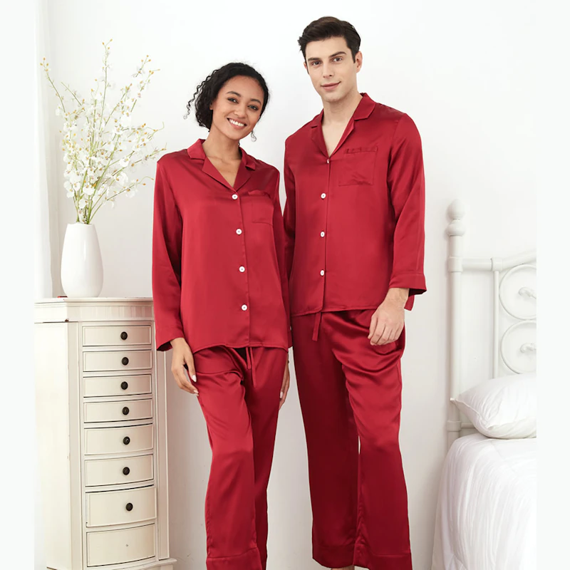 2 Sets RachelSilk Simple Silk Couple Pajamas