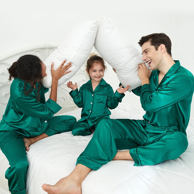 3 Sets RachelSilk Classic Silk Pajamas For Family - Emerald