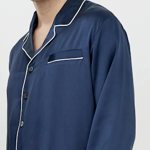 3 Sets RachelSilk Classic Silk Pajamas For Family - Navy Blue