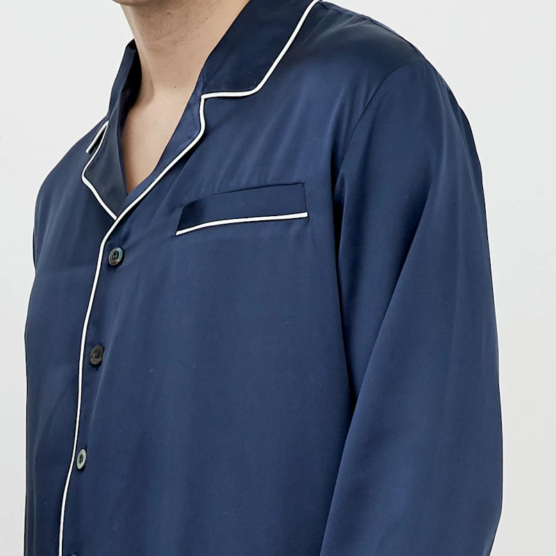 3 Sets RachelSilk Classic Silk Pajamas For Family - Navy Blue