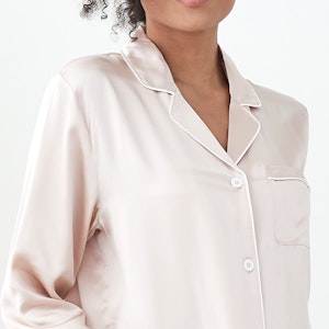 3 Sets RachelSilk Classic Silk Pajamas For Family - Gray Pink