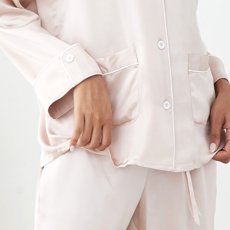 3 Sets RachelSilk Classic Silk Pajamas For Family - Gray Pink