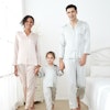 3 Sets RachelSilk Simple Silk Pajamas For Family - Gray Pink Kid Size