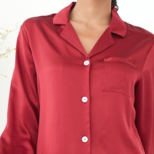 3 Sets RachelSilk Simple Silk Pajamas For Family - Claret