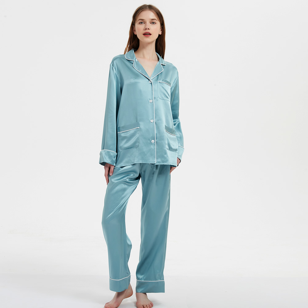 22 Momme Women's Full Length Classic Silk Pajamas, RachelSilk