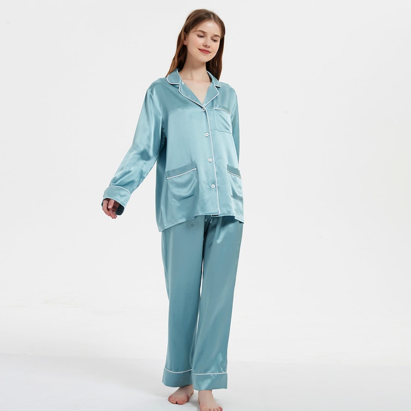 22 Momme Long Classic Silk Pajama Set For Women
