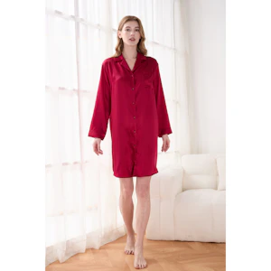 Women Loose Fit Silk Nightshirt