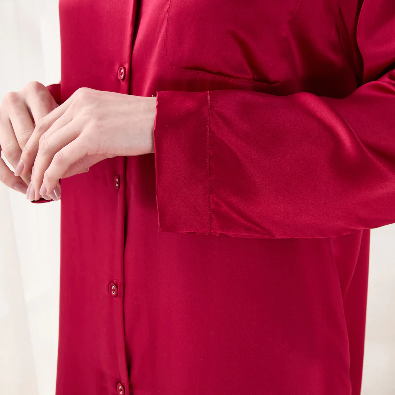 Women Loose Fit Silk Nightshirt