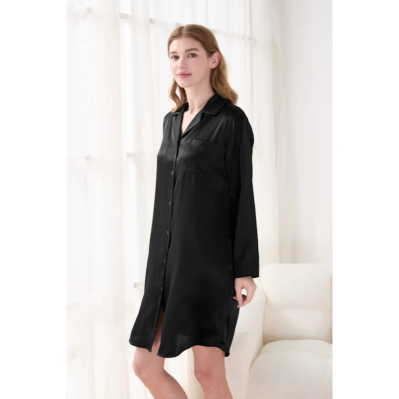 Women Loose Fit Silk Nightshirt
